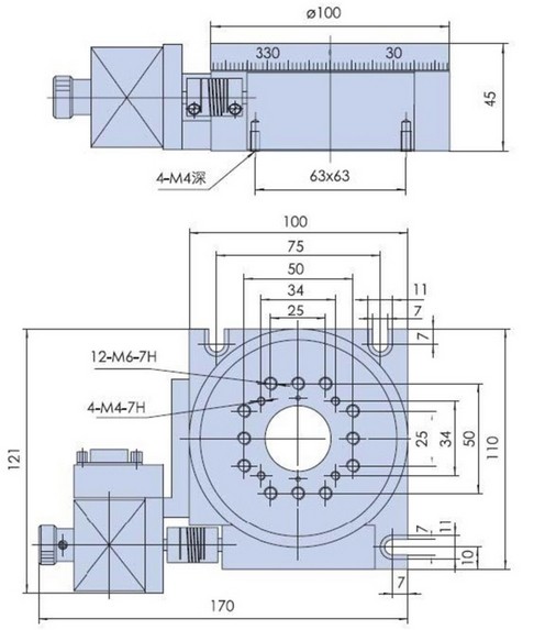 PX110-100 电动旋转台 旋转台 角度转台 分度盘