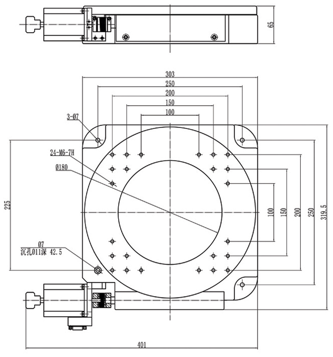 PX110-400 精密型电动旋转台（蜗轮蜗杆）旋转台 任意角度分度盘
