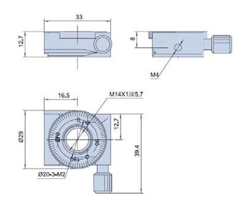 PT-SD202精密型手动旋转台 角度调整台 中心孔M14X1,可装卡镜片