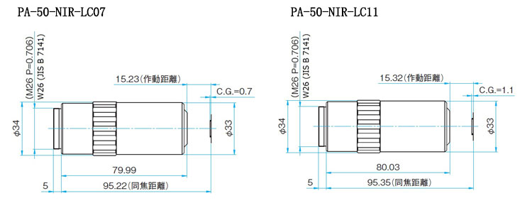 红外物镜 无限远消色差物镜 PA-20-NIR-LC07