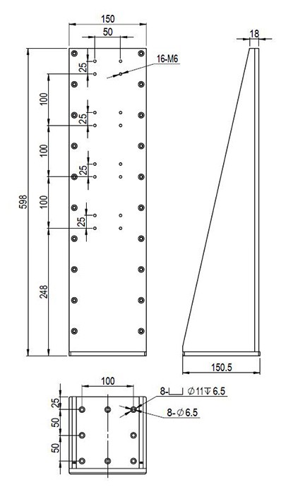 直角固定块 PJK11 硬铝材质 连接件 尺寸598mm*150.5mm*150mm