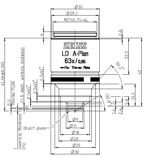 LD A-Plan 63x/0,65 for Thermo Plate M27蔡司物镜