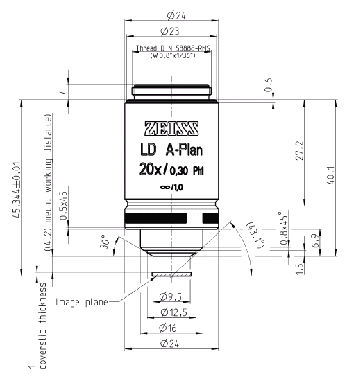 LD "A-Plan" 20x/0.30 Ph1蔡司物镜荧光显微镜物镜