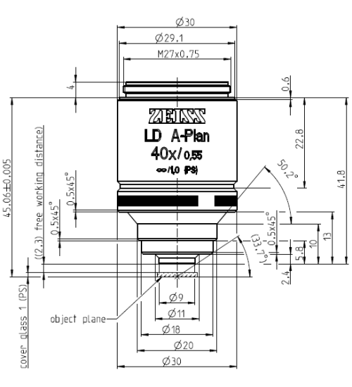 蔡司物镜Objective LD A-Plan 5x/0.15 M27长工作距离明场