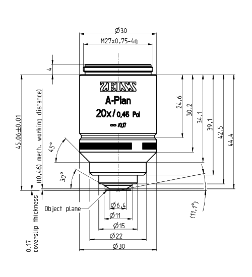 蔡司物镜Objective A-Plan 5x/0.12 Pol M27