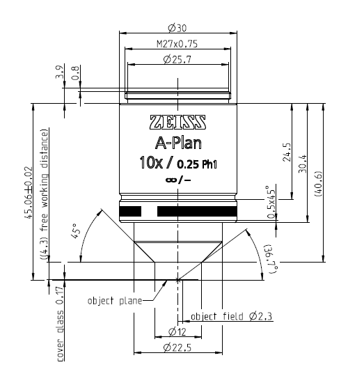 A-Plan 10x/0.25 Ph1 M27蔡司物镜 研究使用物镜