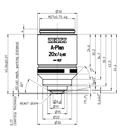 A-Plan 5x/0.12 M27蔡司物镜日常观察研究使用物镜