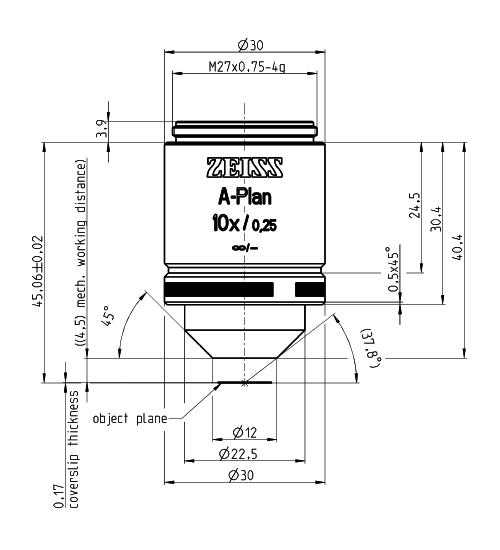 A-Plan 5x/0.12 M27蔡司物镜日常观察研究使用物镜