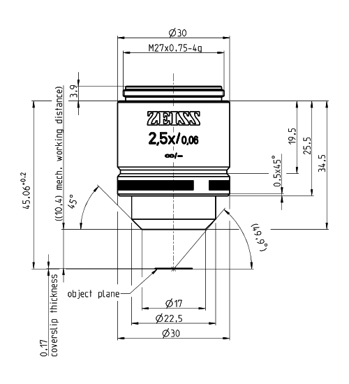 A-Plan 5x/0.12 M27蔡司物镜日常观察研究使用物镜