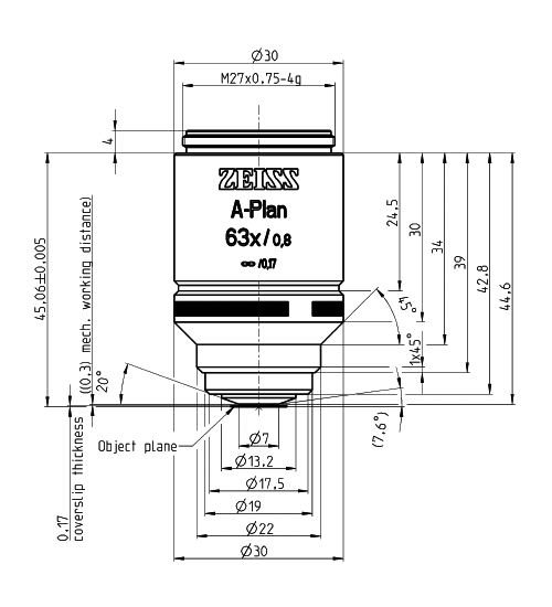 A-Plan 5x/0.12 M27蔡司物镜日常观察研究使用物镜