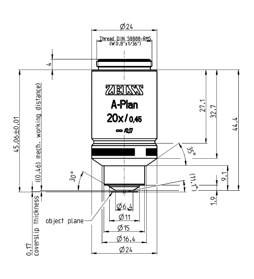 A-Plan 2.5x/0.06蔡司物镜日常观察研究使用物镜