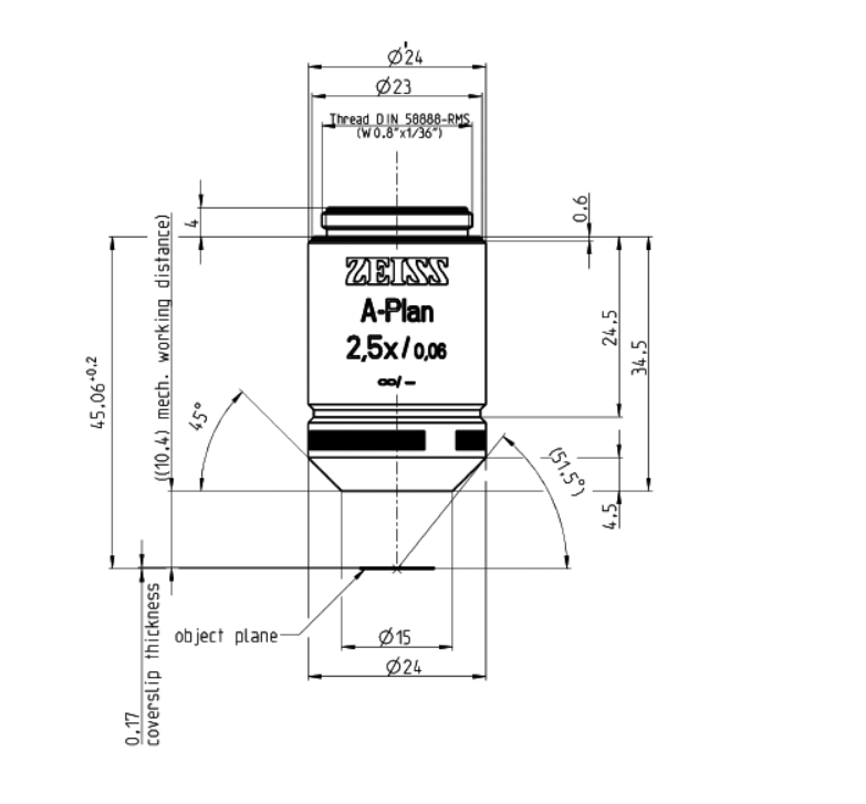 A-Plan 2.5x/0.06蔡司物镜日常观察研究使用物镜