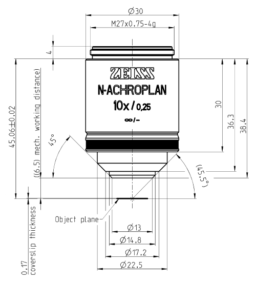 Objective N-Achroplan 2.5x/0,07 M27 蔡司物镜