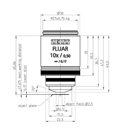 蔡司物镜ObjectiveFluar 2.5x/0.12 M27大视野平场大数值孔径物镜