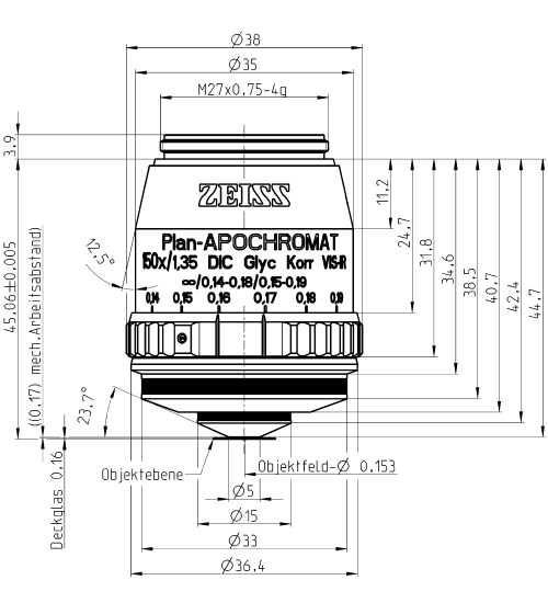 Objective Plan-Apochromat 150x/1.35Glyc Corr DIC M27蔡司物镜