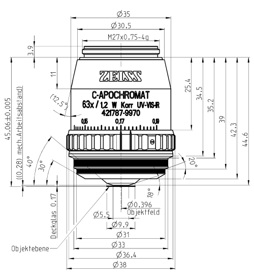 Objective C-Apochromat 40x/1.20 W Corr M27蔡司物镜