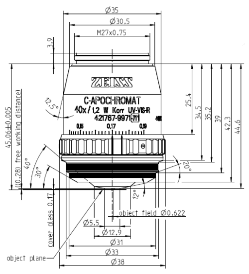 Objective C-Apochromat 40x/1.20 W Corr M27蔡司物镜