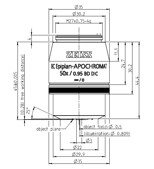 Objective EC Epiplan-Apochromat 50x/0.95 BD DIC M27蔡司物镜