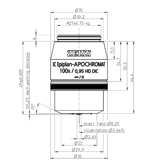 Objective EC Epiplan-Apochromat 50x/0.95 BD DIC M27蔡司物镜