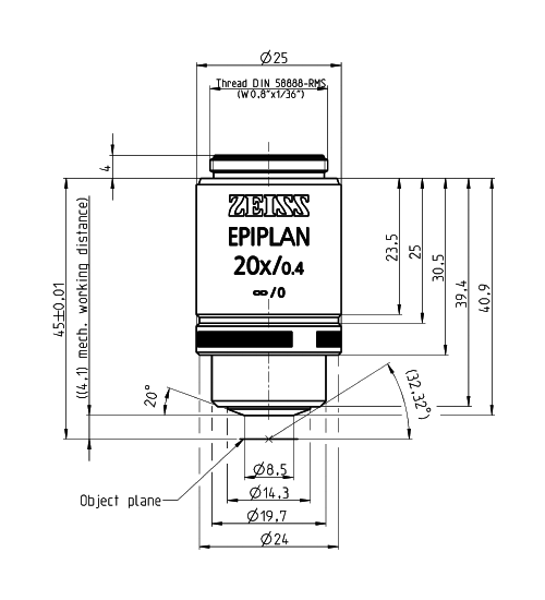 蔡司物镜ObjectiveEpiplan 5x/0.13 W0.8