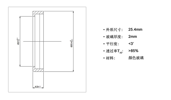 派迪威长波通滤光片（带框）Φ25.4 LGP-3001