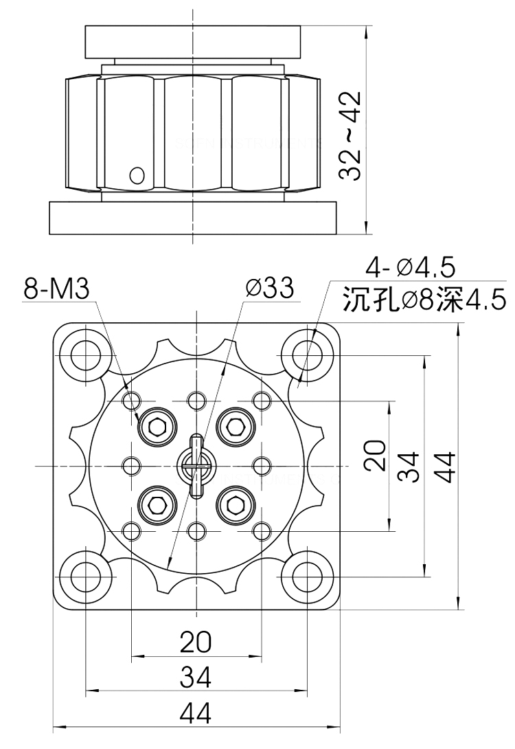 精密手动升降台高度调节Z轴位移台行程10mm