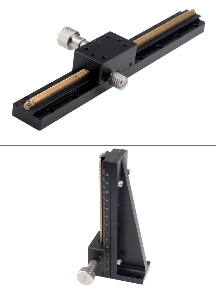 PT-DN25长行程燕尾槽齿轮齿条滑台 手动平移台 精密位移微调架