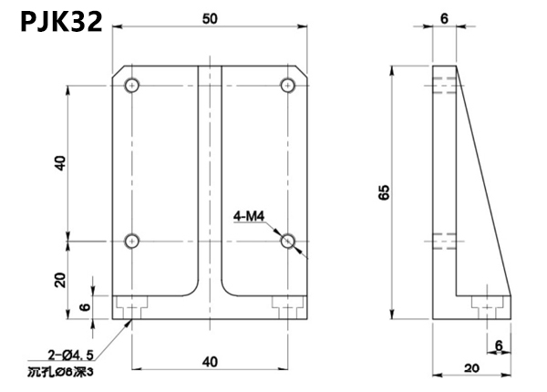 PJK32直角固定块转接件连接块直角底座