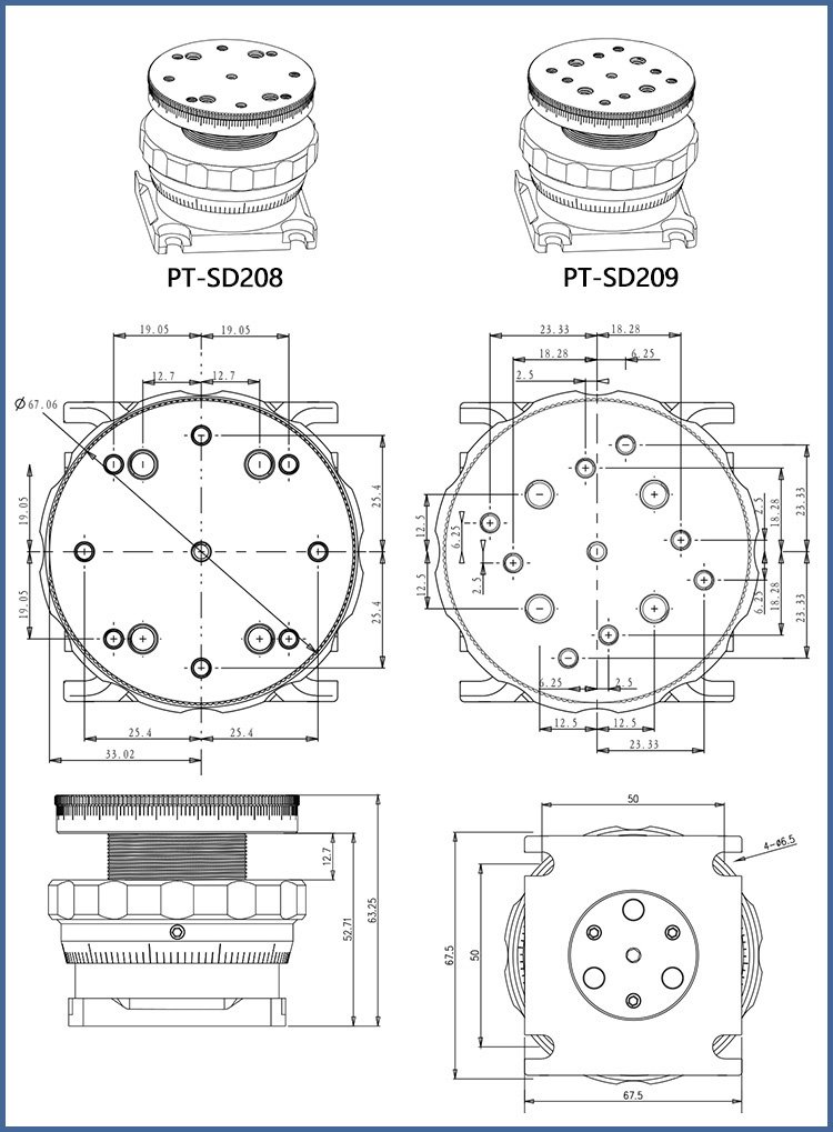 360°手动旋转升降台 26mm垂直调整光学实验位移台 PT-SD208