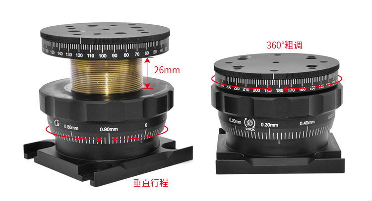 360°手动旋转升降台 26mm垂直调整光学实验位移台 PT-SD208