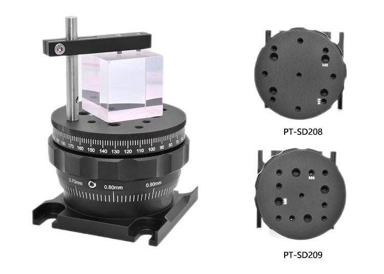 360°手动旋转升降台 26mm垂直调整光学实验位移台 PT-SD208