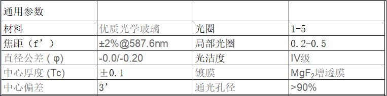 双胶合消色差透镜 单层氟化镁增透膜