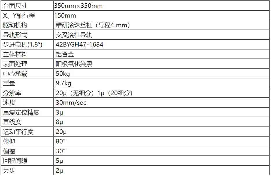 派迪威电动二维整体平移台 PT-XY150