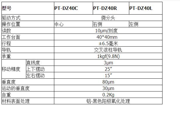 PDV PT-DZ40 升降台 Z轴位移台 一维线性平台 微分头升降台