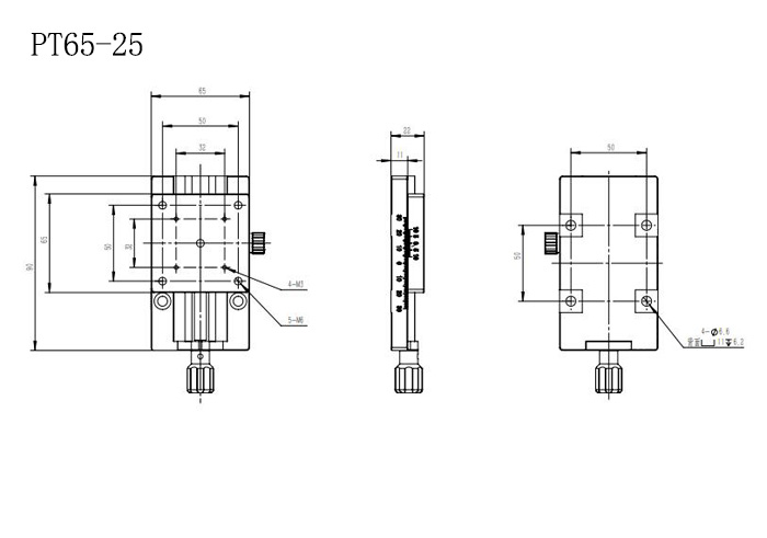 PT65系列燕尾槽直驱手动平移台一维手动微调滑台大行程精密位移台