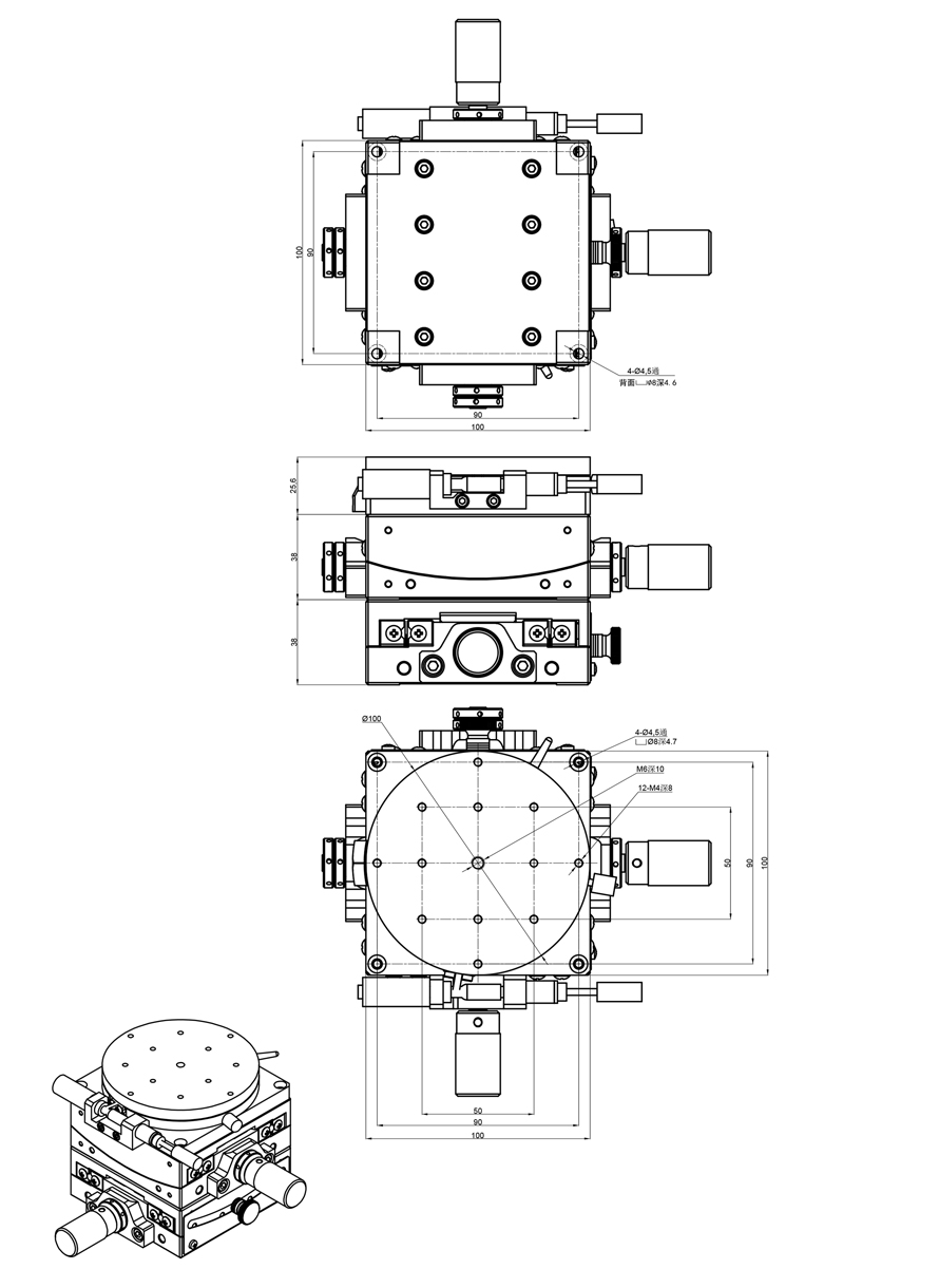 XY俯仰方位台手动三维台旋转台SDZ-310R100