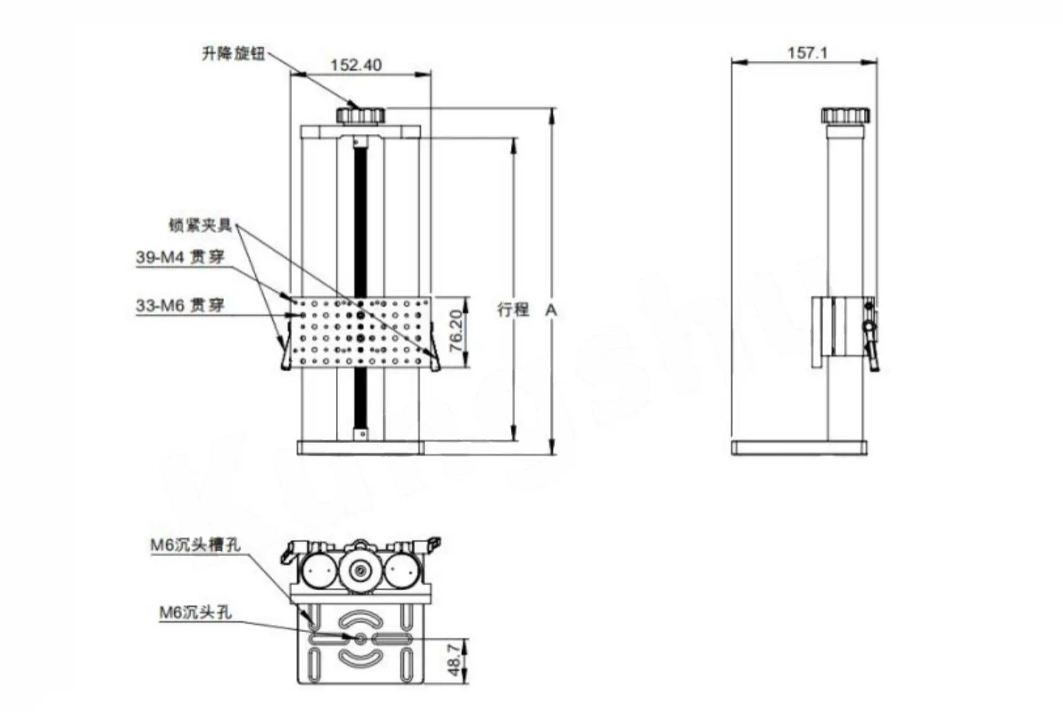 纵向位移台可调升降安装平台\实验室精密微调大负载平台PT-SD1016