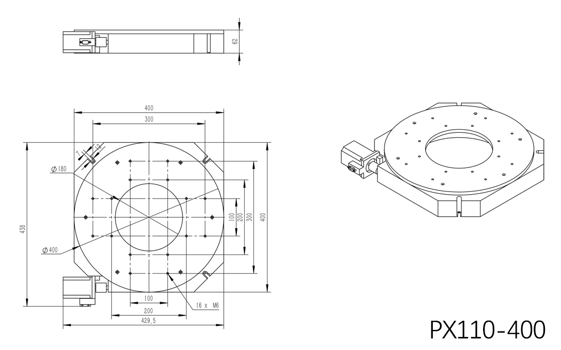 PX110-400 精密型电动旋转台(蜗轮蜗杆)旋转台 角度分度盘 PX110-400 精密型电动旋转台(蜗轮蜗杆)旋转台 角度分度盘