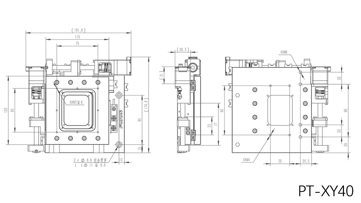 PT-XY20高精度电动整体平台，XY移动台 XY轴行程±10mm