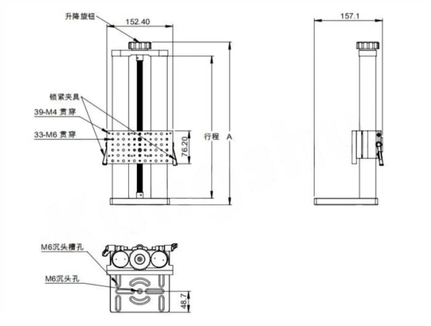 纵向位移台可调升降安装平台\实验室精密微调大负载平台PT-SD1016