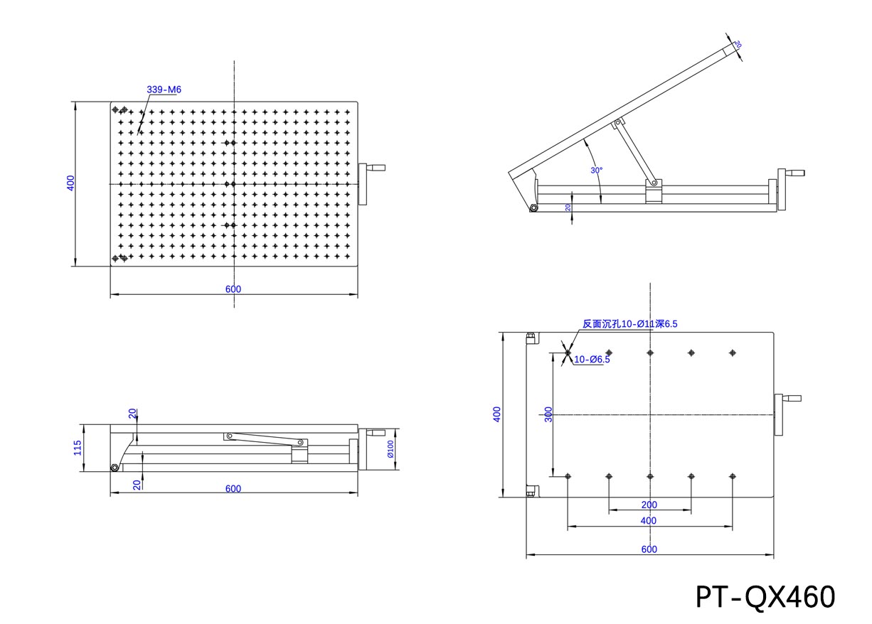 手动倾斜台角度调节平台倾角工作台承载100公斤  PT-QX460